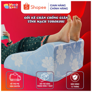 Gối kê chân giãn tĩnh mạch YOROKOBI cao 28cm giảm phù nề chân, tê bì, vọp bẻ [TEM CHUẨN]