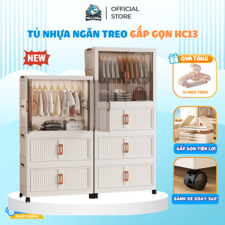 Tủ Nhựa Gấp Gọn Có Ngăn Treo, Tủ Nhựa Đa Năng Mẫu Mới 2026 Lắp Ráp Dễ Dàng, Nhựa PP Cao Cấp - HC13