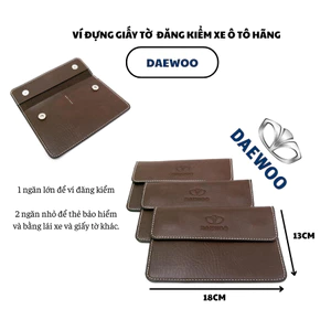 Ví Da Đựng Giấy Tờ Đăng Kiểm Xe Ô Tô Daewoo - VDK-PU01-TH