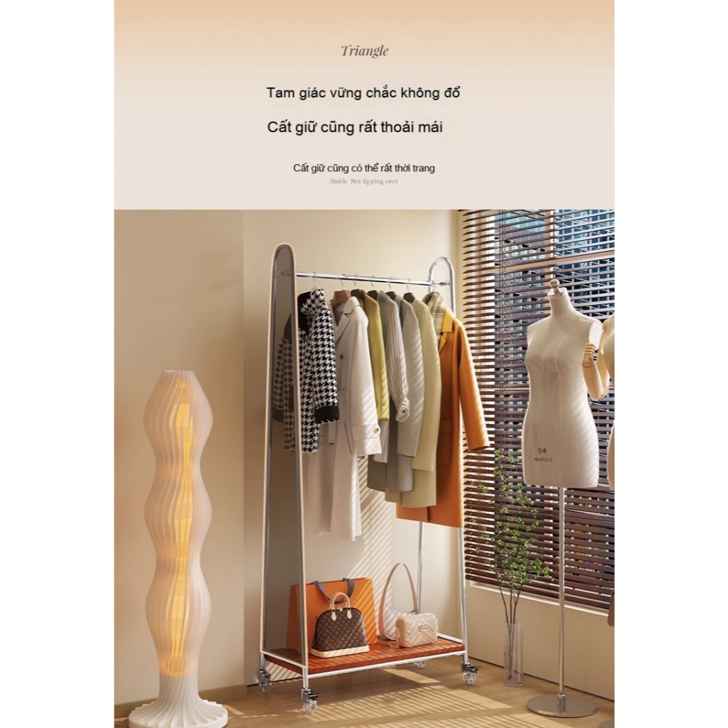 𝐎𝐥𝐢𝐟𝐞Giá Treo Quần Áo Cao Cấp Phong Cách Cổ Điển Kệ Treo Quần Áo Có Bánh Xe Mẫu Mới Sào Phơi Quần Áo 2 Lớp