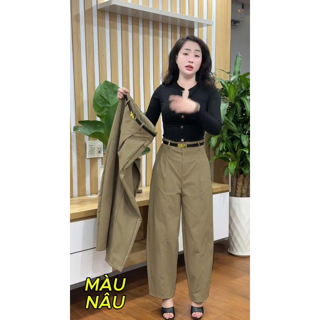 Quần Baggy nữ chất liệu KaKi co giãn cao cấp (M&A), quần cạp cao chun co giãn tốt,có bigsize 3xl cho người ~80kg [QKCT]