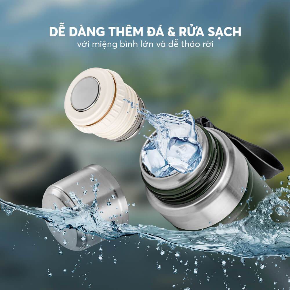 Bình Giữ Nhiệt 800ml Elmich EL-8311 | Bình Nước Giữ Nhiệt INOX 316, Có Quai Xách, Elmich Chính Hãng