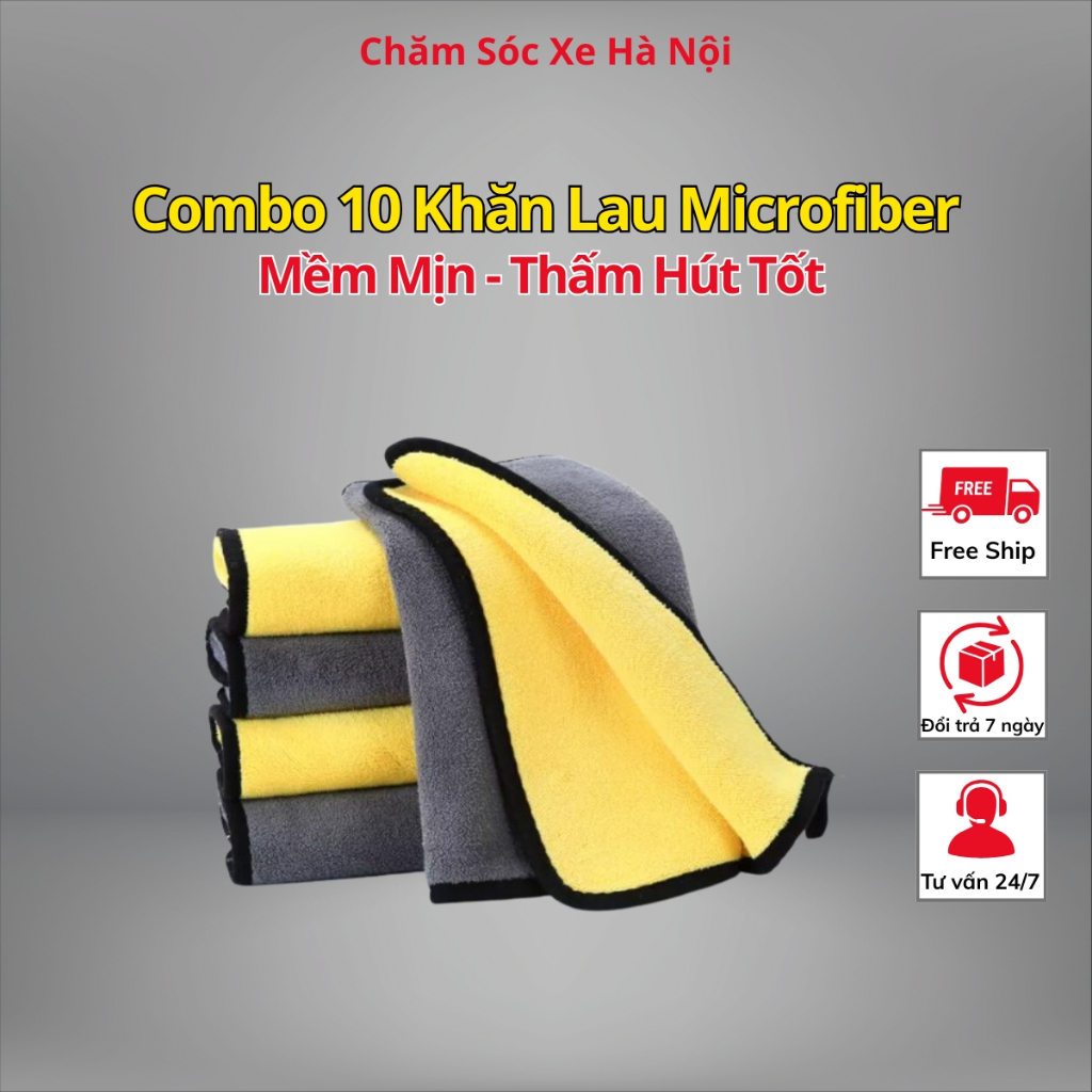 Khăn Lau Xe Microfiber Mềm Mịn – Siêu Thấm Hút, Không Xước Sơn | Khăn Lau Ô Tô Xe Máy, Lau Kính, Gia Dụng Đa Năng