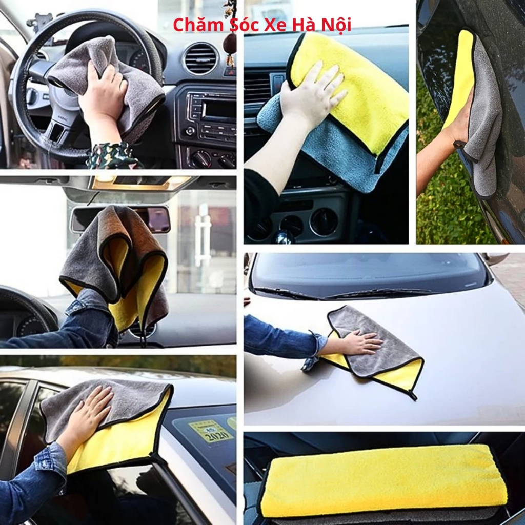 Khăn Lau Xe Microfiber Mềm Mịn – Siêu Thấm Hút, Không Xước Sơn | Khăn Lau Ô Tô Xe Máy, Lau Kính, Gia Dụng Đa Năng