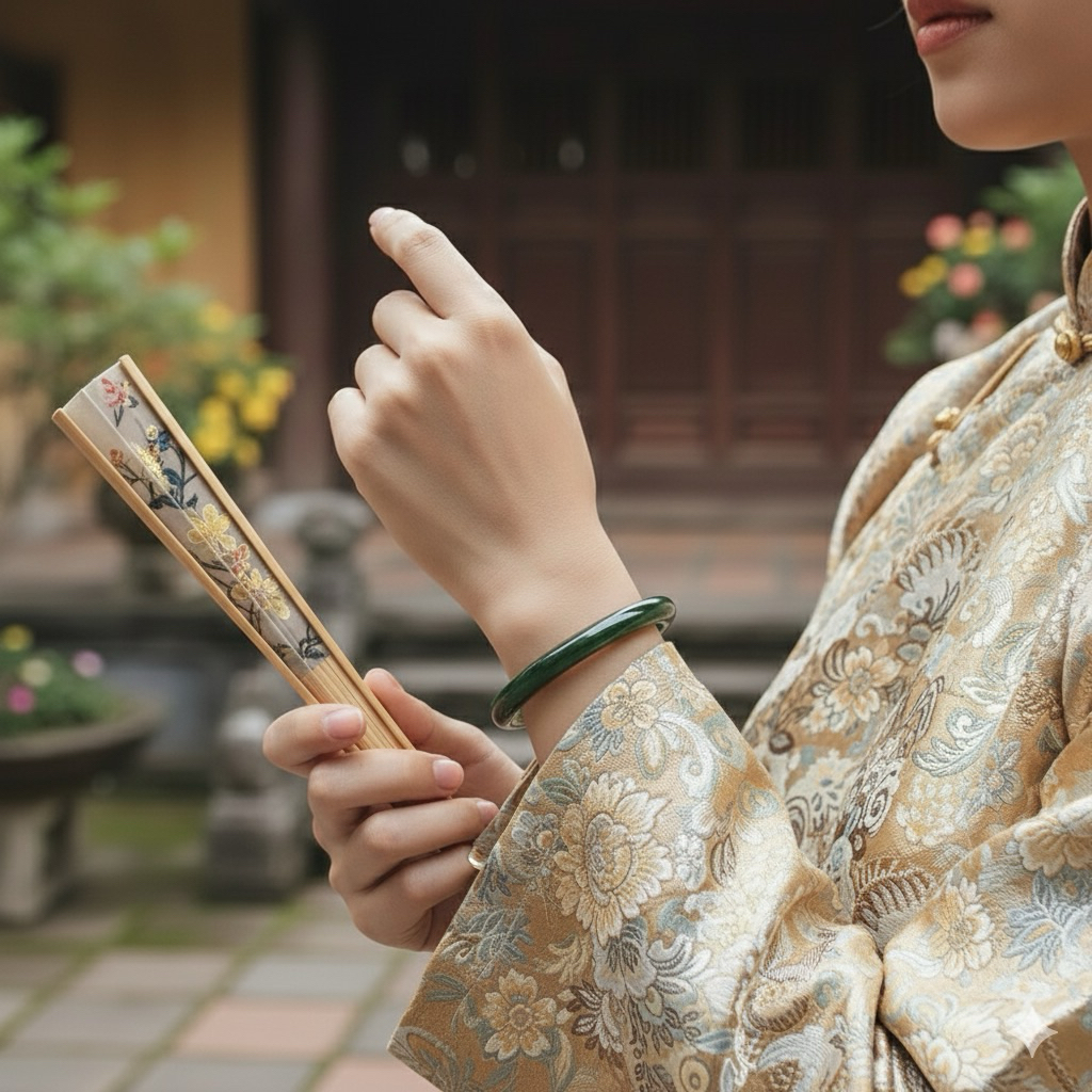 Vòng Tay Lam Ngọc Đốt Trúc - Xanh Dịu Mát Bình An