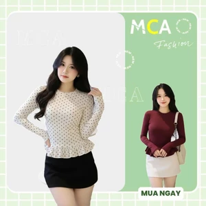 Áo Thun Nữ Tay Dài Dáng Ôm MCA Phối Viền Bèo Xinh Xắn A51499