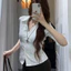 Áo sơ mi trơn tay lỡ cổ bẻ V có đan dây eo sau lưng chất mango dày dặn phong cách sexy thanh lịch GU STORE