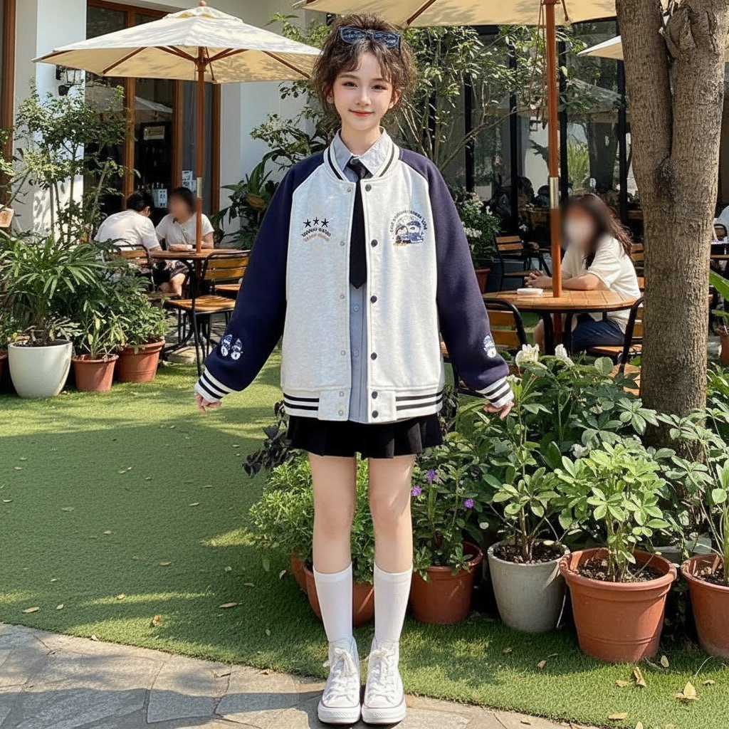 Áo khoác bomber chim cánh cụt cho bé gái size đại BEESHOP D25100