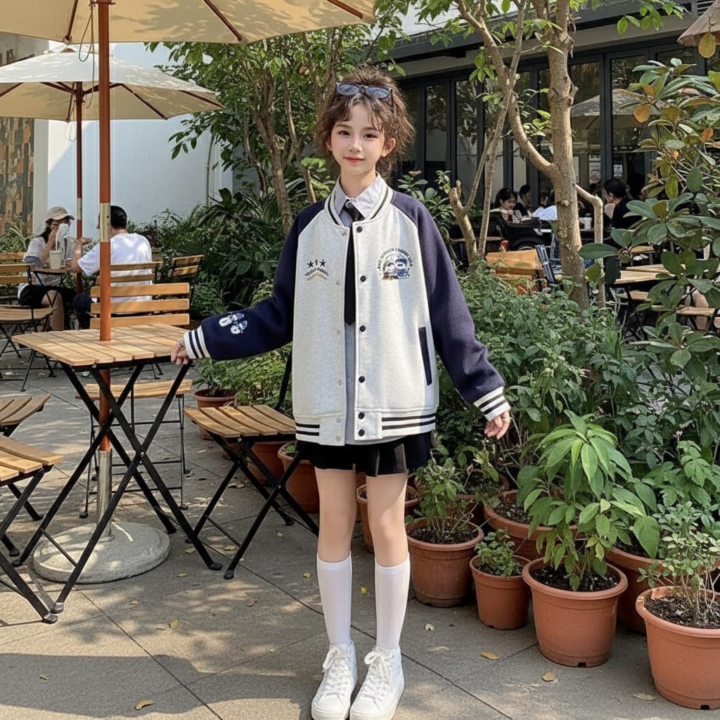 Áo khoác bomber chim cánh cụt cho bé gái size đại BEESHOP D25100