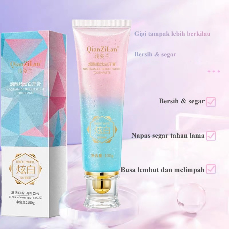 kem đánh răng Kem đánh răng trắng Niacinamide Loại bỏ vết bẩn Làm sạch Chăm sóc răng miệng 100g