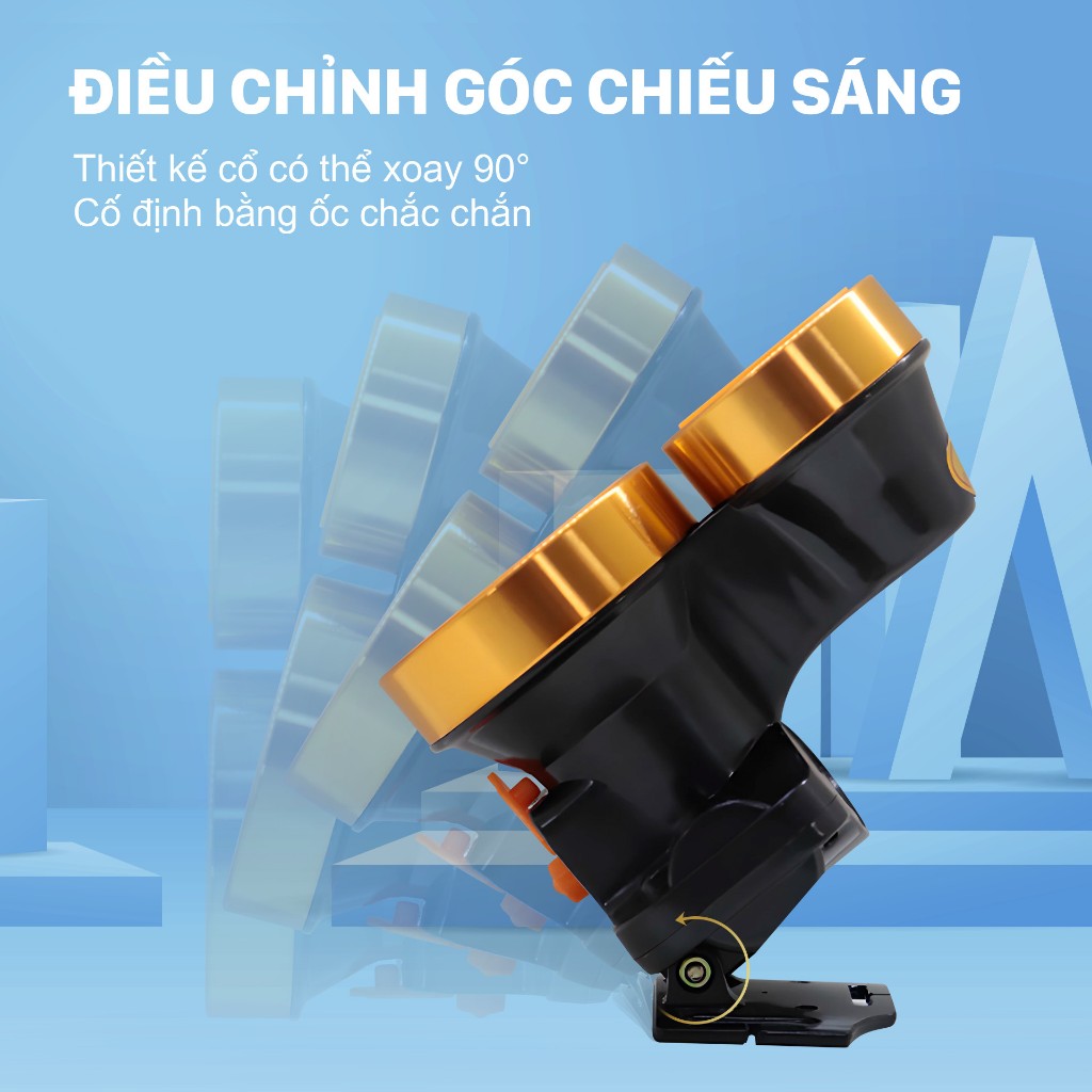 Đèn Led đội đầu D205 Mỹ Linh, đèn pin đội đầu 2 chế độ ánh sáng, chống nước, pin lithium