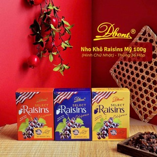 NHO KHÔ MỸ RAISINS SEEDLESS CALIFORNIA MỸ DBENT HẰNG BẢO QUÀ TẾT CAO CẤP 2026 HỘP 100G