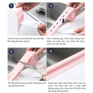 Combo 3 Cuộn băng keo dán viền bồn rửa chén bát, nhà bếp, nhà tắm chống thấm nước