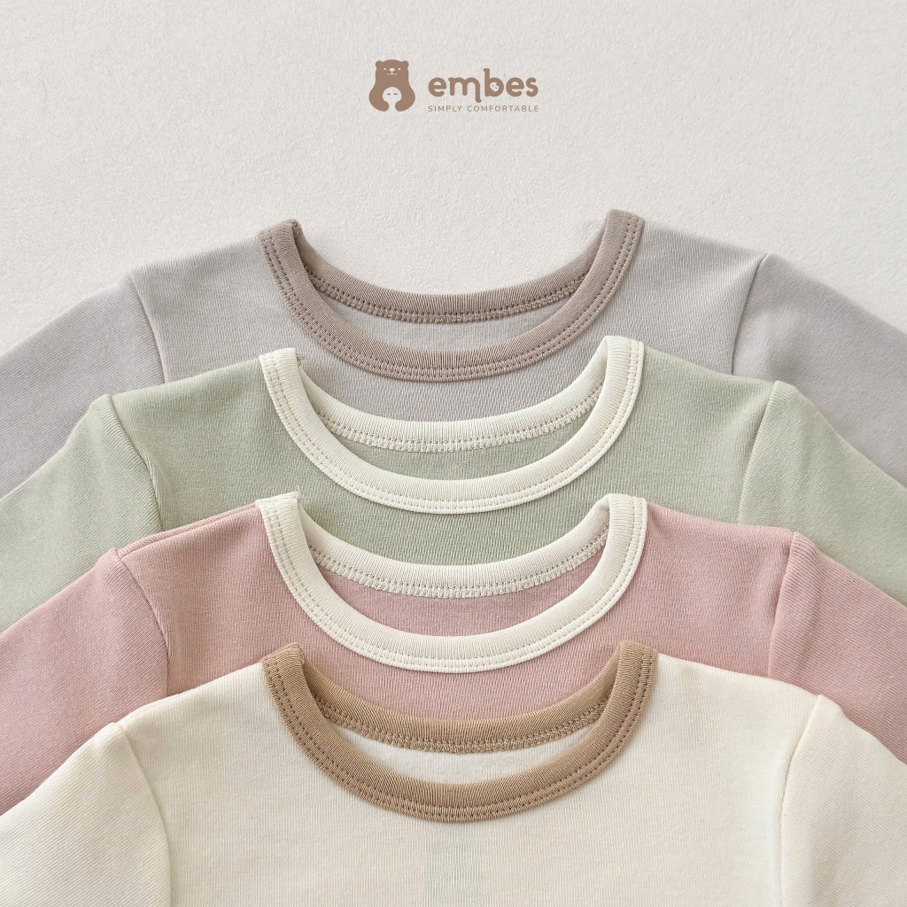 Bộ Dài Tay Cho Bé Embes, Đồ Bộ Dài Tay In Họa Tiết Chất Cotton Mềm Cho Bé Trai Bé Gái Size Từ 8-18Kg