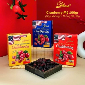 Cranberry Mỹ hộp giấy 100gr Nam Việt Quất sấy khô mỹ hộp giấy sang trọng mẫu tết 2026