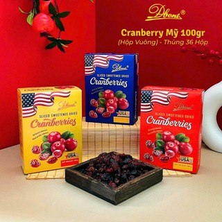 Cranberry Mỹ hộp giấy 100gr Nam Việt Quất sấy khô mỹ hộp giấy sang trọng mẫu tết 2026