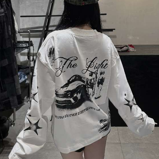 THE LIGHT STREET CAR  Overboxy 280gsm Cotton 2 Chiều Trắng In Full Chame | BigBuy360 - bigbuy360.vn