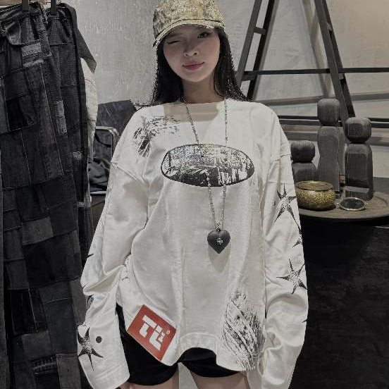THE LIGHT STREET CAR  Overboxy 280gsm Cotton 2 Chiều Trắng In Full Chame | BigBuy360 - bigbuy360.vn