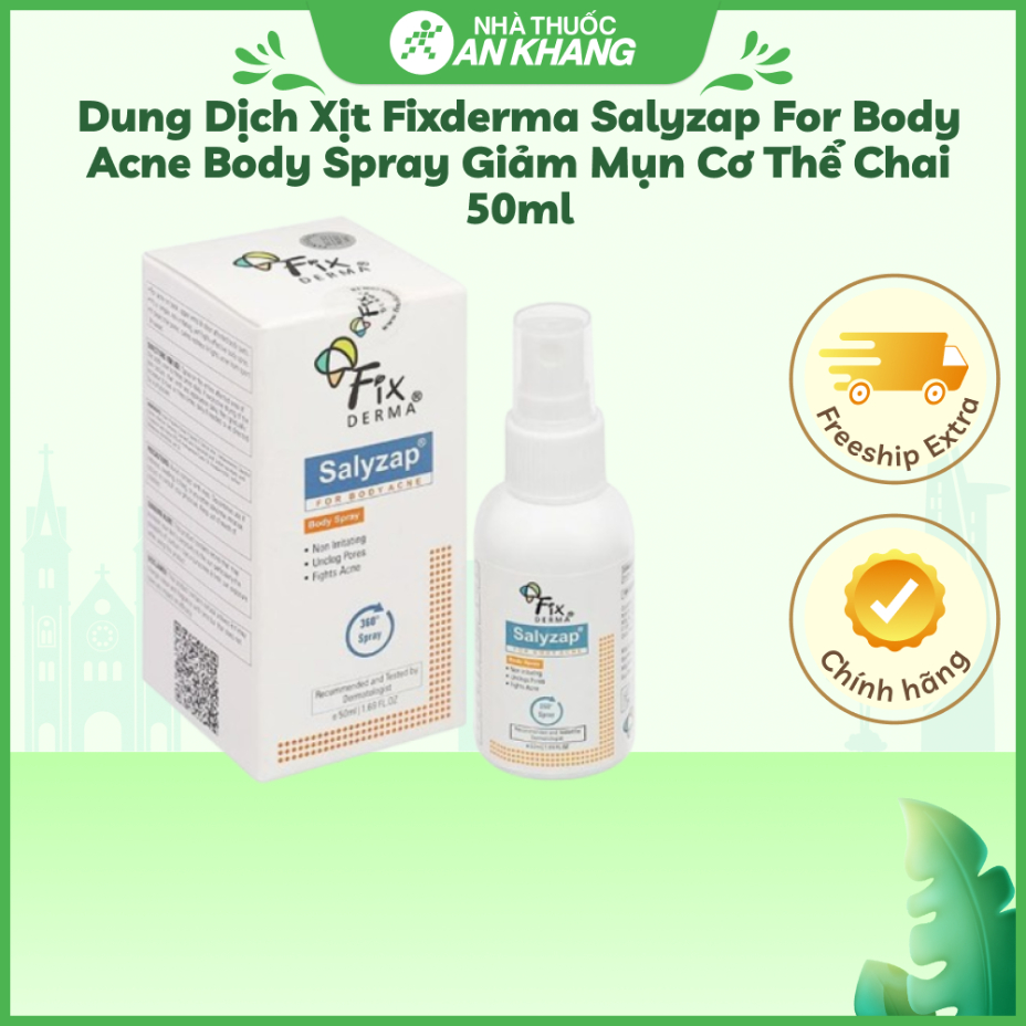 Xịt dưỡng Fixderma Salyzap For Body Acne Body Spray Giảm Mụn Lưng & Cơ Thể 50ml