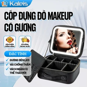 Kaleis Túi Trang Điểm Có Đèn LED & Gương – Chống Nước, Dung Tích Lớn, Thiết Kế Ngăn Thông Minh