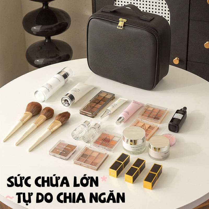 Kaleis Túi Trang Điểm Có Đèn LED & Gương – Chống Nước, Dung Tích Lớn, Thiết Kế Ngăn Thông Minh
