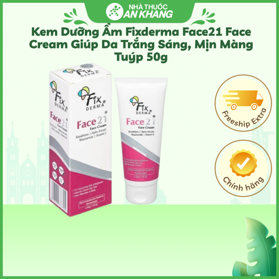Kem dưỡng ẩm Fixderma Face21 Face Cream giúp da trắng sáng, mịn màng tuýp 50g