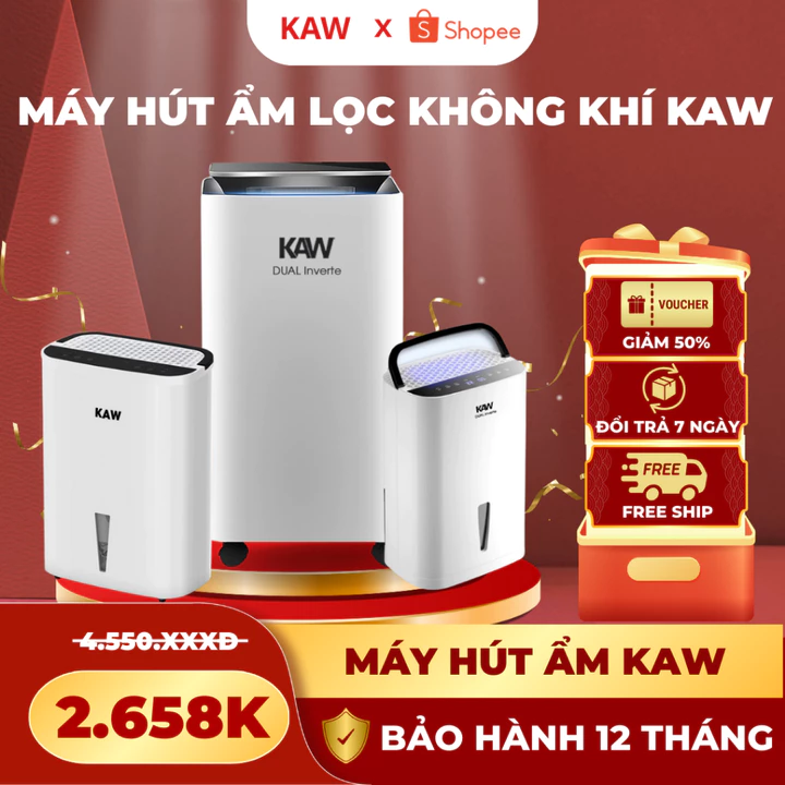 Máy Hút Ẩm Lọc Không Khí KAW K4L, Máy Chạy Êm, Độ Ồn Thấp, Hút Ẩm Nhà Cửa Văn Phòng Giảm Ẩm Mốc