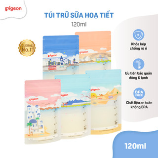 Túi trữ sữa họa tiết Pigeon 120ml/180ml - túi đựng sữa chính hãng
