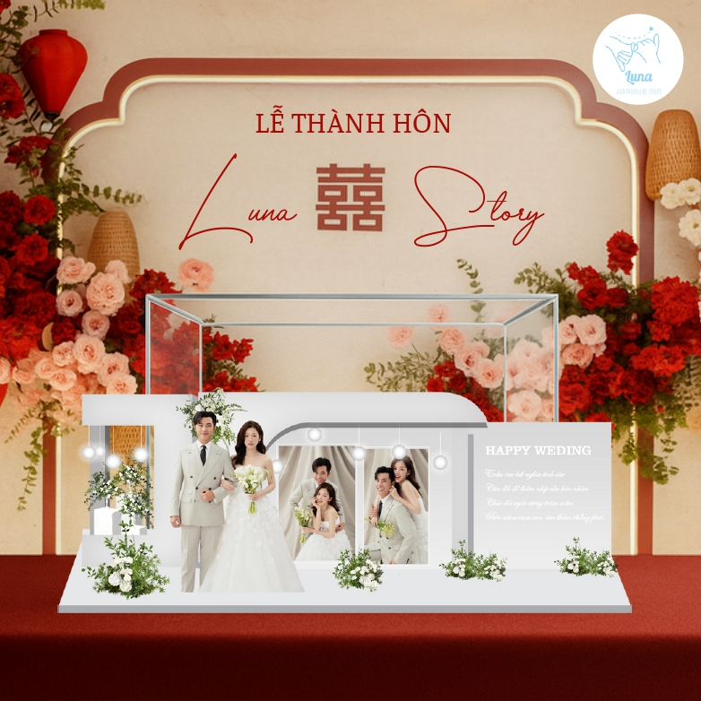 ( Thiết Kế Riêng ) Mô Hình Cưới 3D Sang Trọng - Standee Đám Cưới Cao Cấp Tặng Bạn Bè