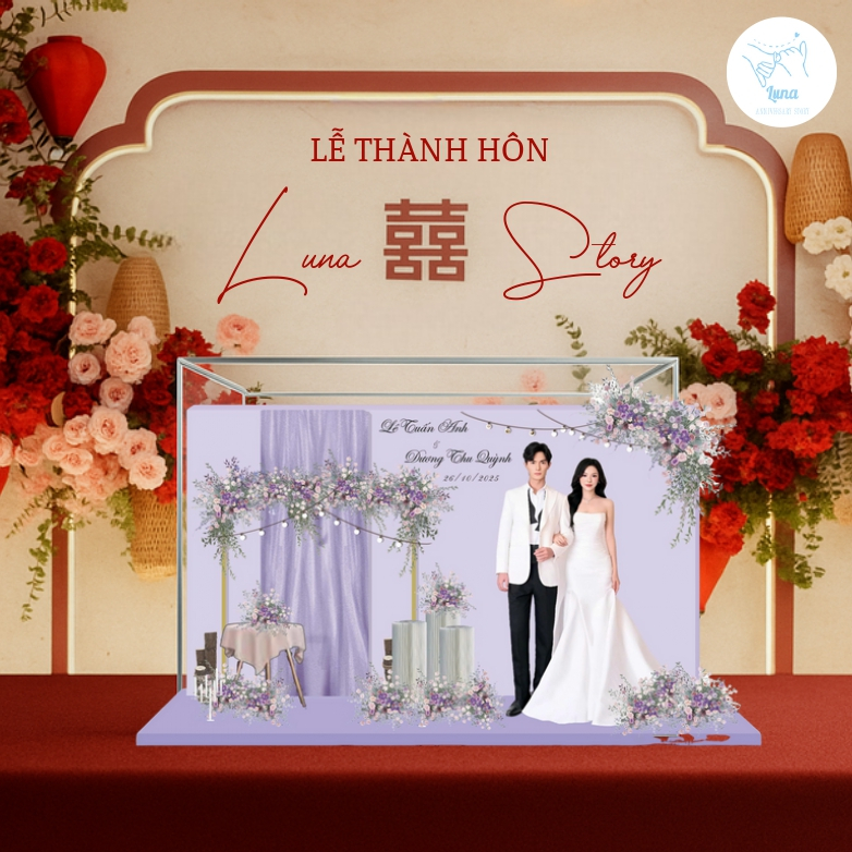 ( Thiết Kế Riêng ) Mô Hình Cưới 3D Sang Trọng - Standee Đám Cưới Cao Cấp Tặng Bạn Bè
