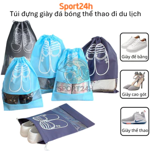 COMBO 10 Túi đựng giày đá bóng Sport24h Túi rút đựng giày cầu lông thể thao chống nước chống bụi mang đi du lịch size to