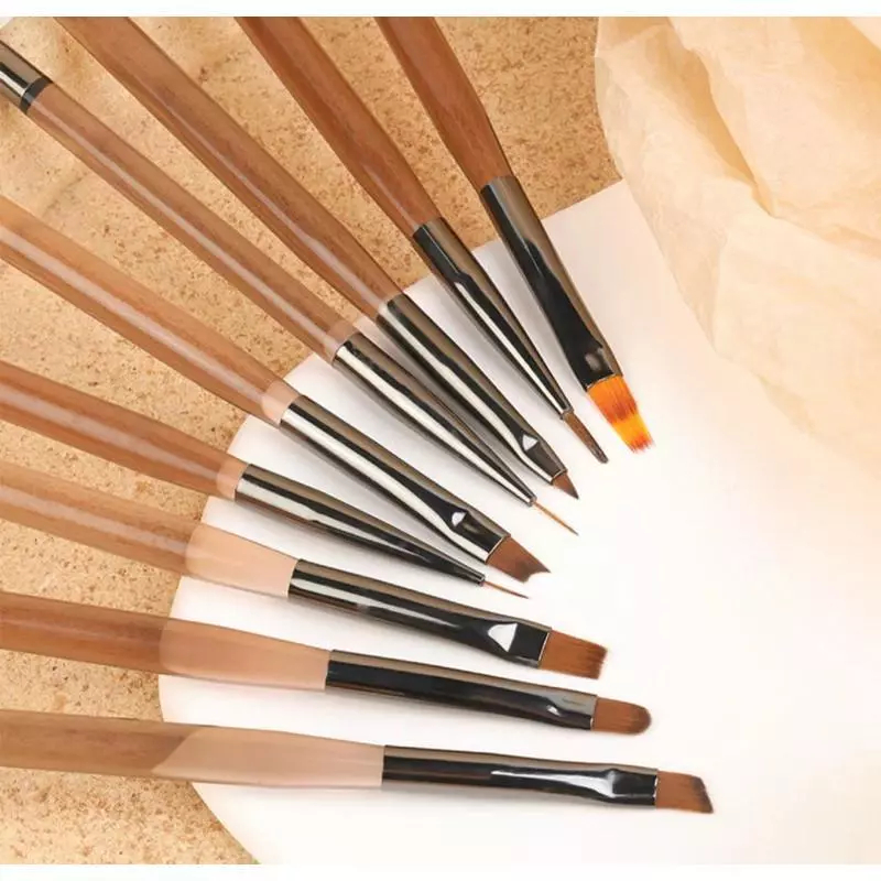 Bộ Cọ Vẽ Nail Chuyên Dụng 9 Cây Cán Trong – Cọ Vẽ Hoa, Kẻ Sợi, Đắp Gel, Đầu Cọ Mảnh Mịn, Phù Hợp Thợ Nail & Học Viên