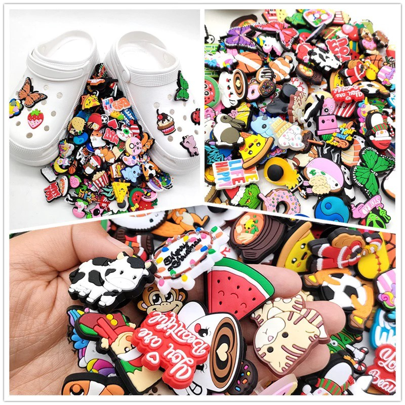 Set sticker có nút gắn dép đủ loại để trang trí dép lỗ, dép cross cho bé trai bé gái siêu xinh