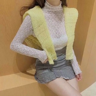 Áo ren 1 lớp mỏng hoa nổi phối đồ thời trang Trend xinh xắn