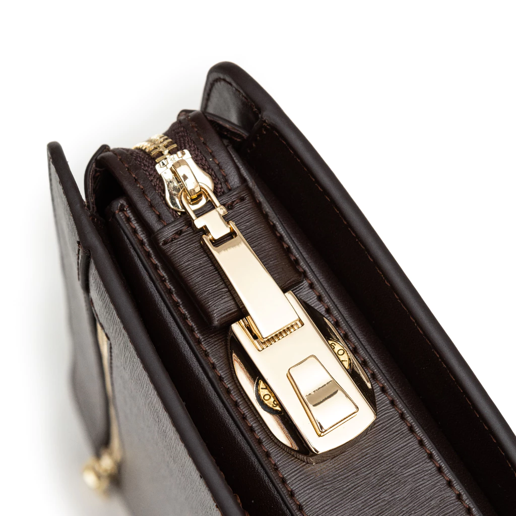 Ví cầm tay nam da thật clutch cầm tay da Epi vân nhỏ màu nâu CL24