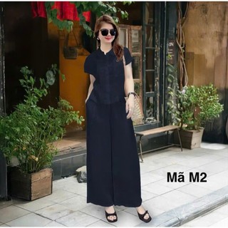 Bộ Sơ Mi Thô Đũi Tay Hến Mix Quần Ống Rộng Set Đồ Đũi Mềm Mịn Thoáng Mát, Thoải Mái Dễ Chịu - Anh Thư Shop (AT23)