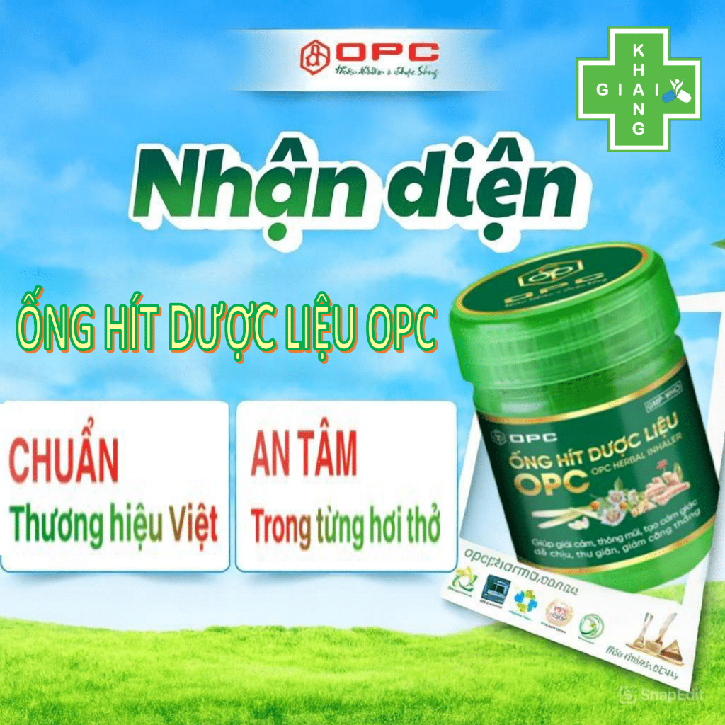Ống hít dược liệu OPC, hương thơm dễ chịu, giúp thư giãn nhanh chóng và cải thiện nhanh các triệu chứng say tày xe