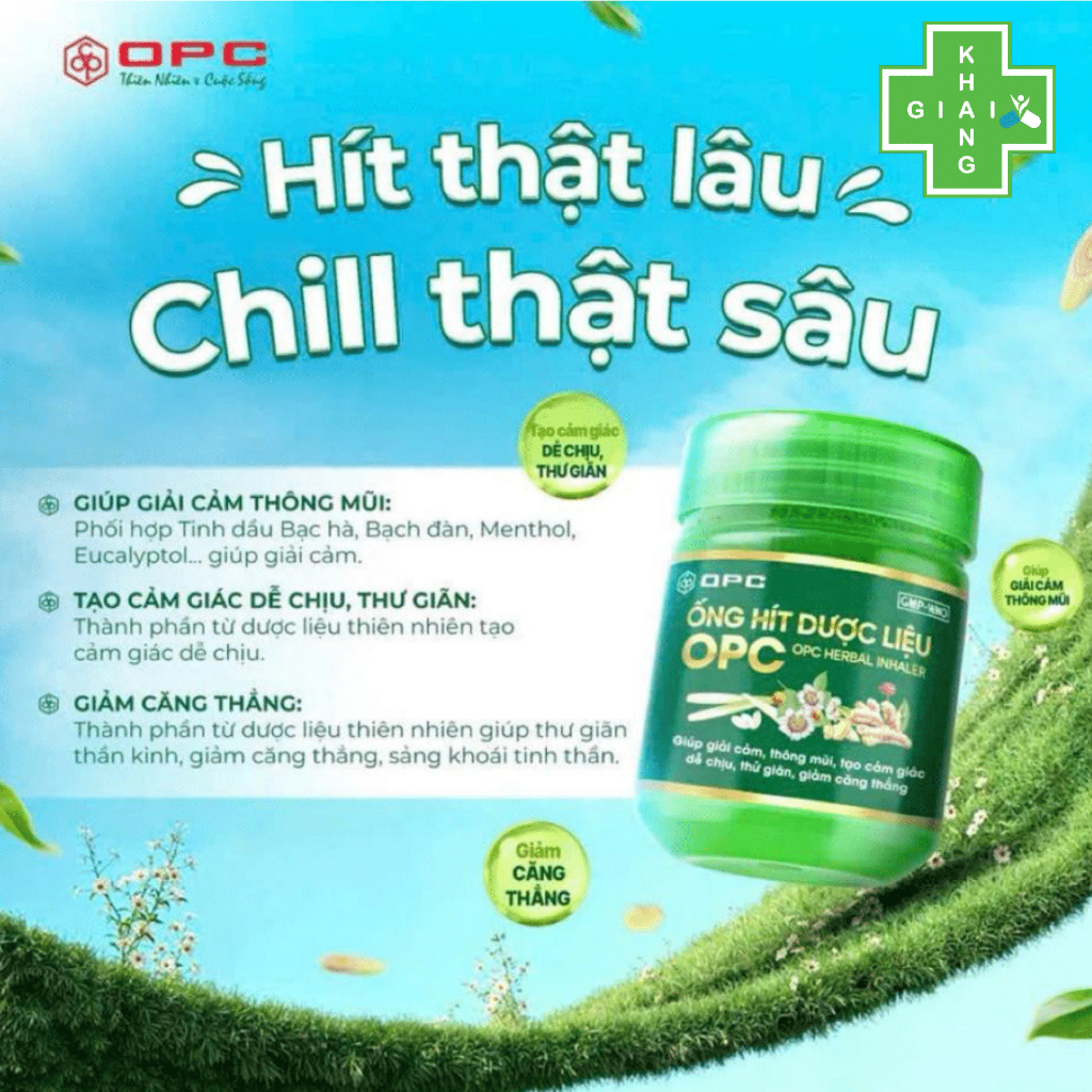 Ống hít dược liệu OPC, hương thơm dễ chịu, giúp thư giãn nhanh chóng và cải thiện nhanh các triệu chứng say tày xe