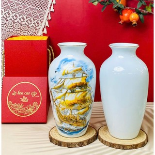 Bình, lọ hoa vẽ tay cao cấp nhiều họa tiết, viền chỉ vàng cao 30cm - Gốm sứ Bát Tràng - Gốm Việt