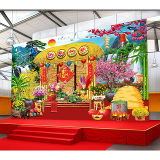 Tranh Trang Trí Bằng Vải Cavas, Phông Nền Lễ Tết 2026 Có Khổ Lớn Tới 4M TET09 - BEEKIDS