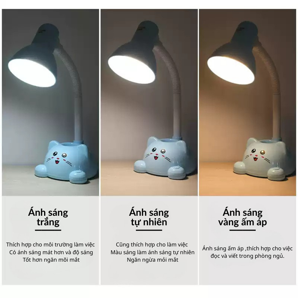 Đèn Học Tích Hợp Quạt Để Bàn, Đèn Bàn 2 Bóng Có Đồng Hồ Hiển Thị, Đèn học 3 chế độ màu bảo vệ mắt