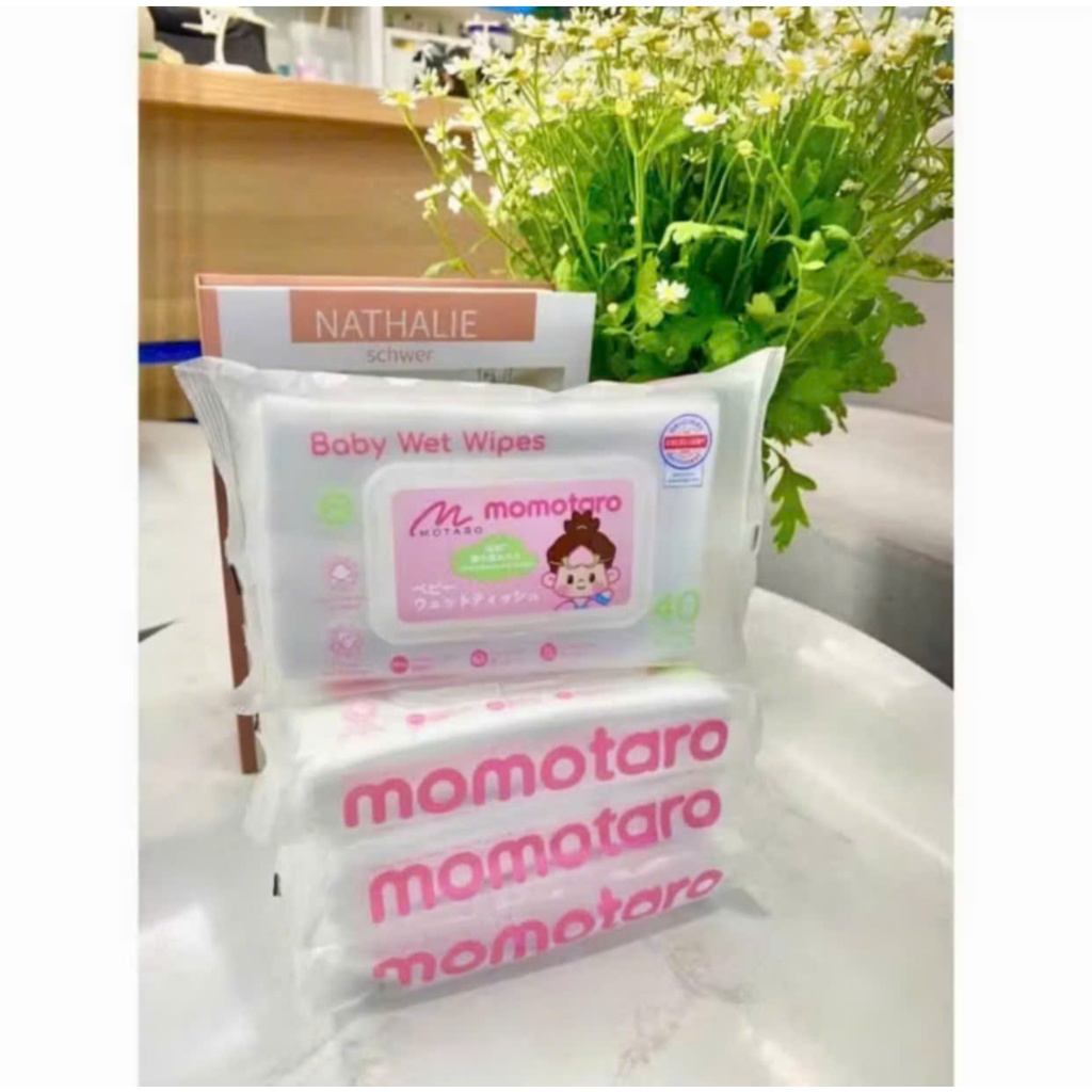 Khăn giấy khăn ướt Organic cao cấp Momo Momotaro 1 gói 40 tờ, giấy rút ...