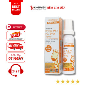 Xịt Vitatree Premium D3K2MK7 Plus DHA Spray 20ml giúp bé cao lớn và thông minh vượt trội