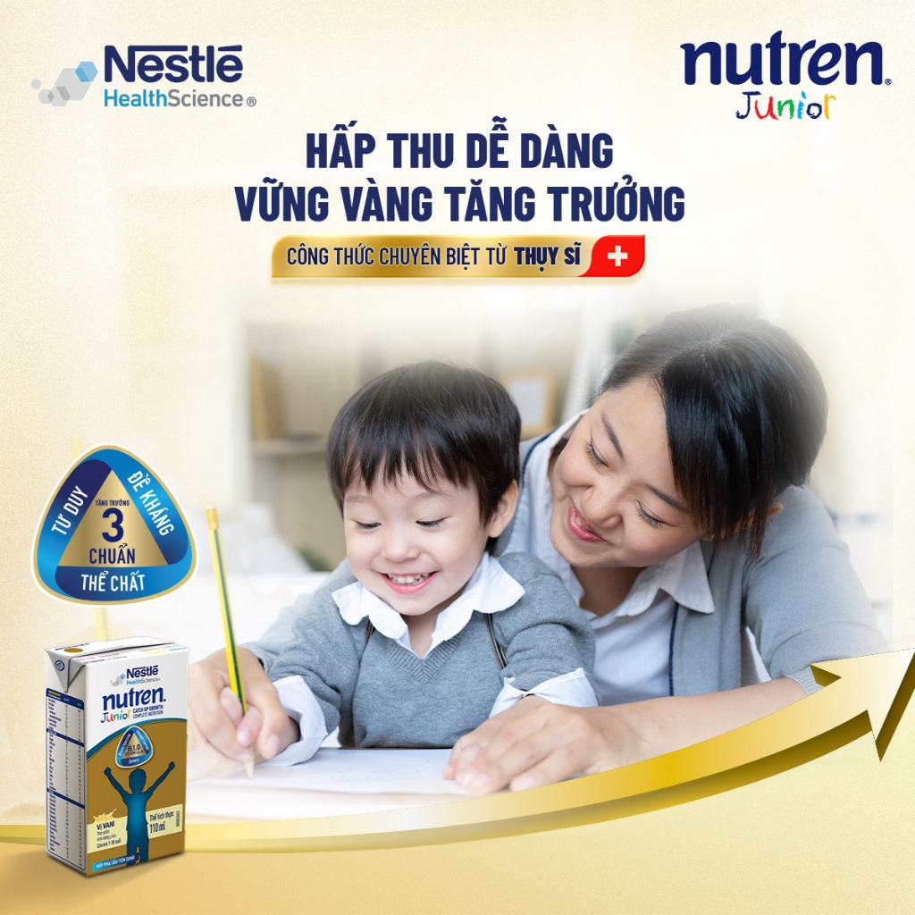 Lốc 4 Hộp Sữa Pha Sẵn NESTLÉ NUTREN JUNIOR Thụy Sĩ Công Thức BIG Tăng Trưởng 110ML