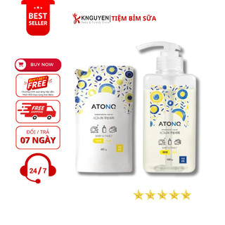 Nước rửa bình sữa & chén bát đậm đặc thuần chay, có thể rửa được rau củ quả, Thương hiệu Atono2