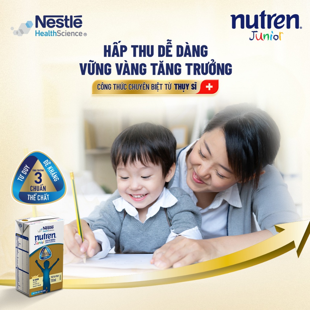 Bộ 2 Thùng 36 Hộp Sữa Pha Sẵn NESTLÉ NUTREN JUNIOR Thụy Sĩ Công Thức BIG Tăng Trưởng 110ML