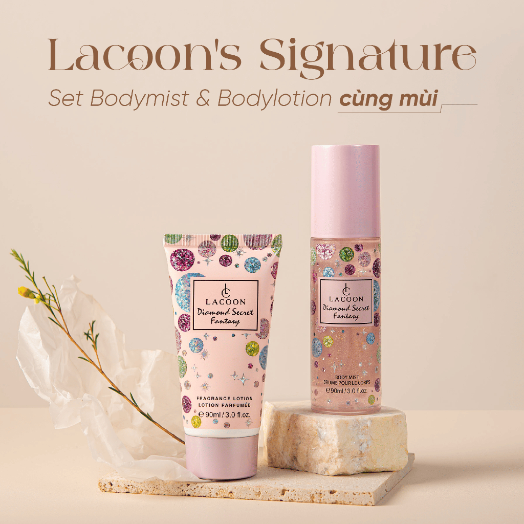 [BEST SELLER] Set Body Mist & Body Lotion LACOON 90ML – Hương Nước Hoa, Dưỡng Ẩm Sâu, Lưu Hương Lâu Trên Da