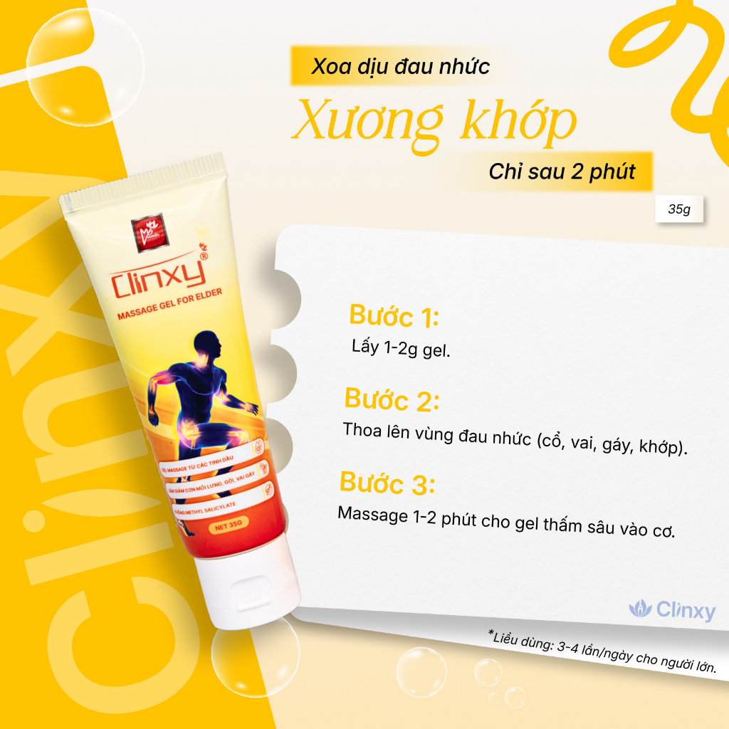 Gel Massage Làm Ấm Giảm Đau Cơ Xương Khớp Clinxy - Massage Gel For Elder (35g)