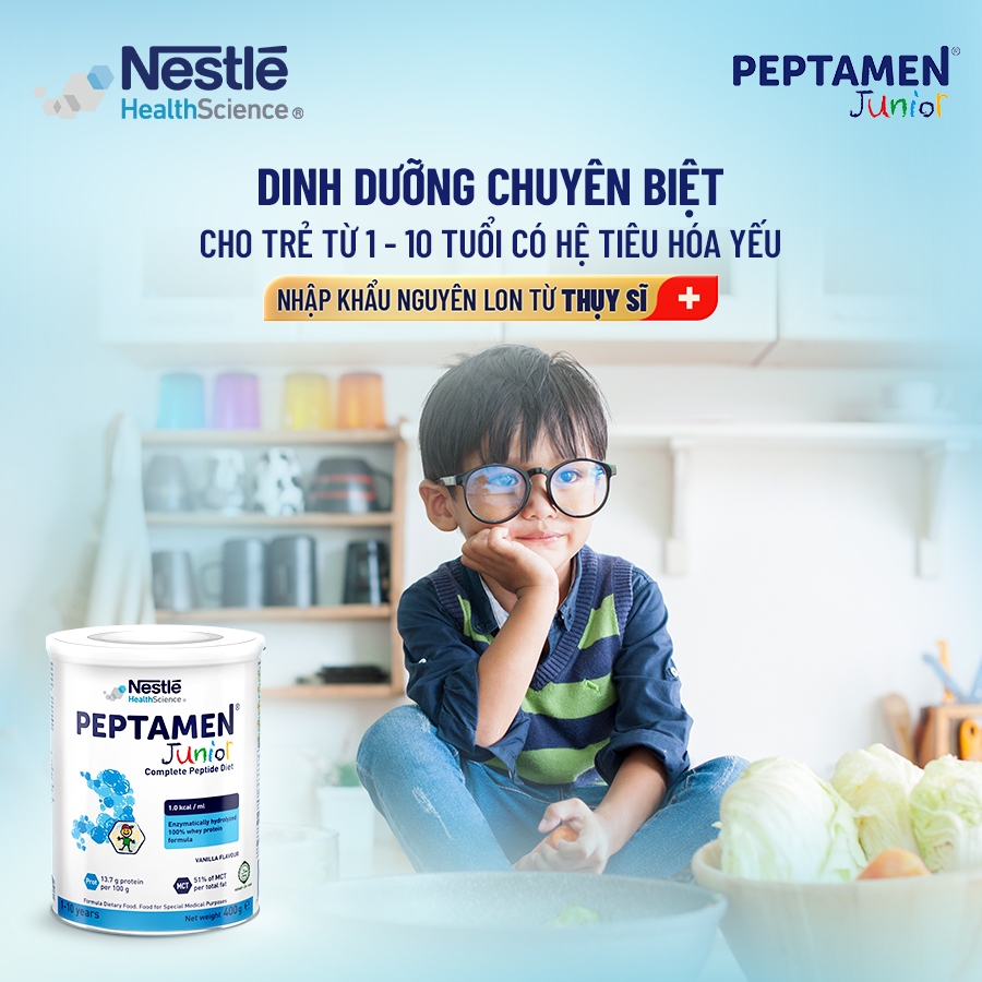 Sữa Bột NESTLÉ PEPTAMENJUNIOR Thụy Sĩ Hỗ Trợ Kém Hấp Thu,Giảm Chức Năng Tiêu Hóa 400G