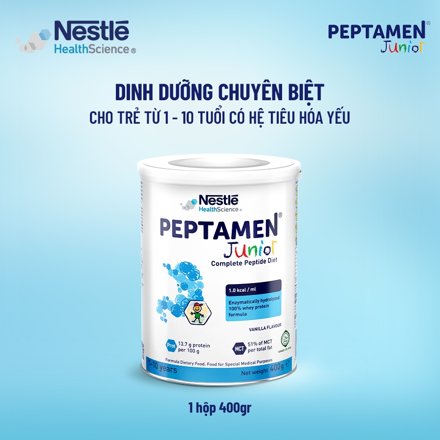 Sữa Bột NESTLÉ PEPTAMENJUNIOR Thụy Sĩ Hỗ Trợ Kém Hấp Thu,Giảm Chức Năng Tiêu Hóa 400G
